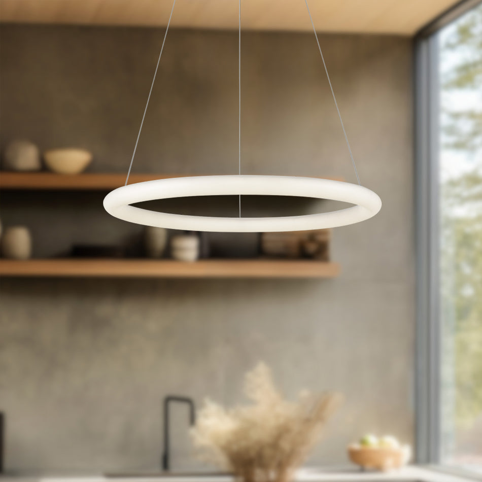 Cumulus Minor 24-in White LED Pendant by KUZCO