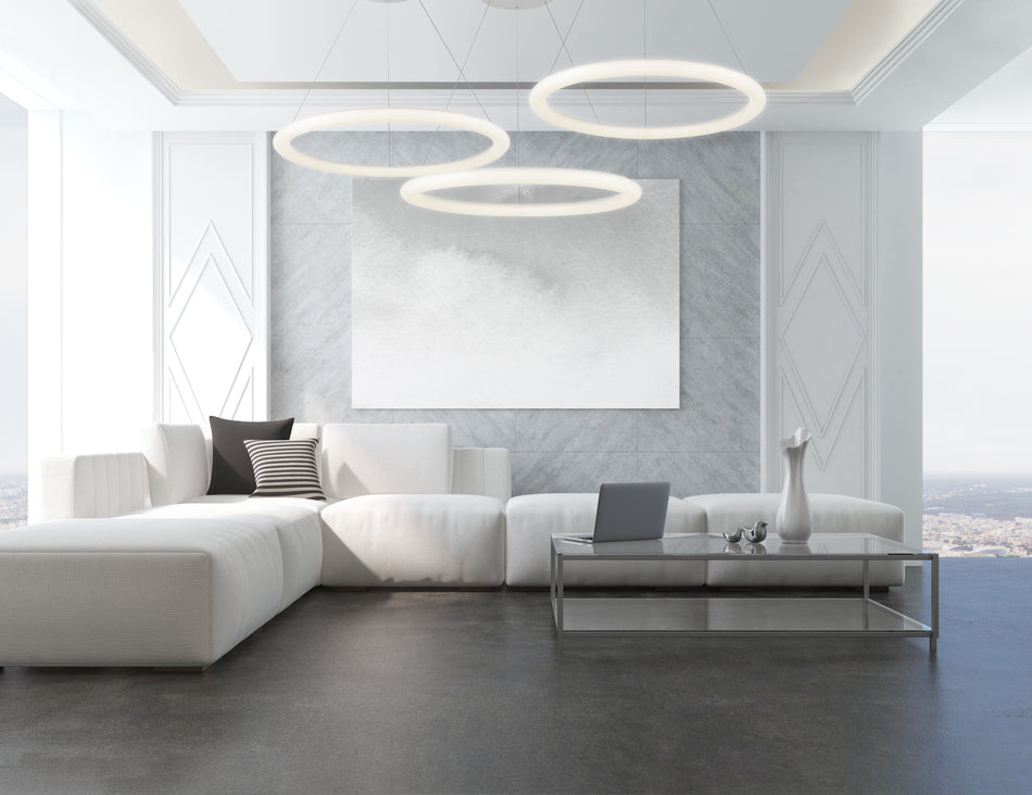 Cumulus Minor 32-in White LED Pendant by KUZCO