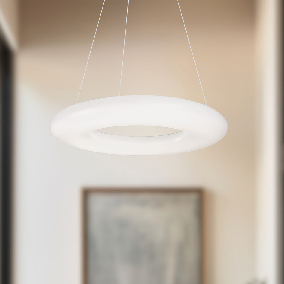Cumulus 24-in White LED Pendant by KUZCO
