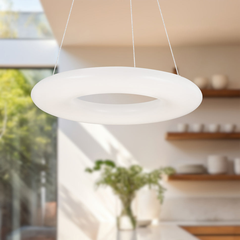 Cumulus 30-in White LED Pendant by KUZCO
