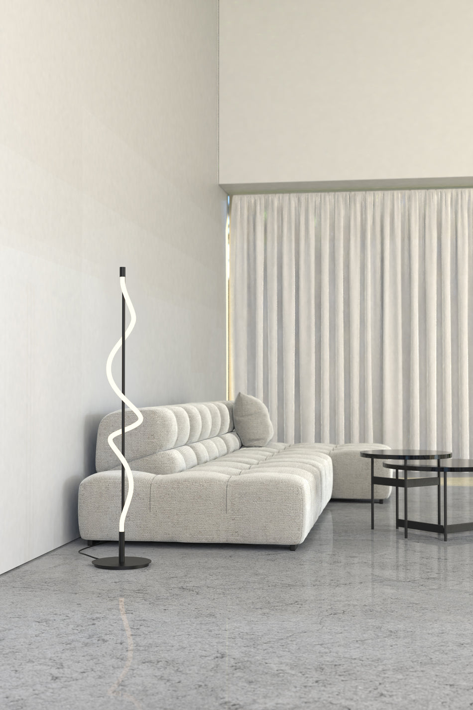 Cursive 12-in Black LED Floor Lamp by KUZCO