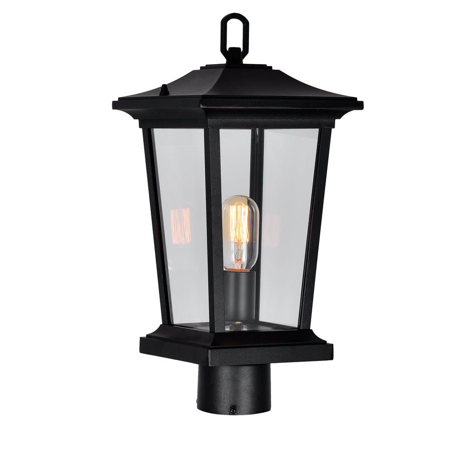 Leawood 1 Light 7in Black Outdoor Wall Light by CWI