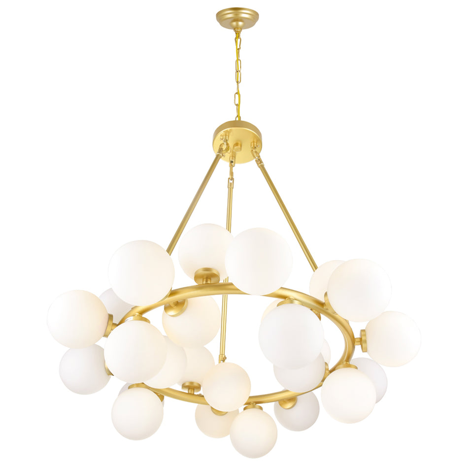 Arya 25 Light Satin Gold Chandelier by CWI