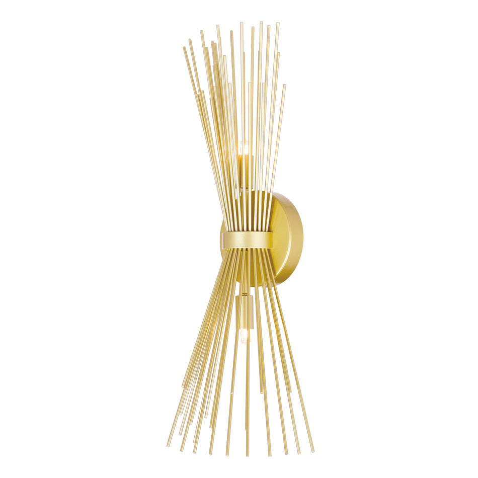 Savannah 2 Light 8in Gold Leaf Wall Sconce by CWI