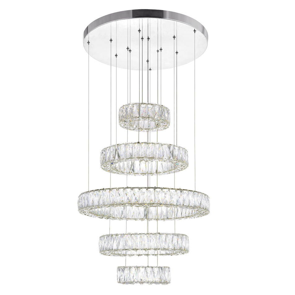 Madeline Integrated LED 5 Ring Chrome Chandelier