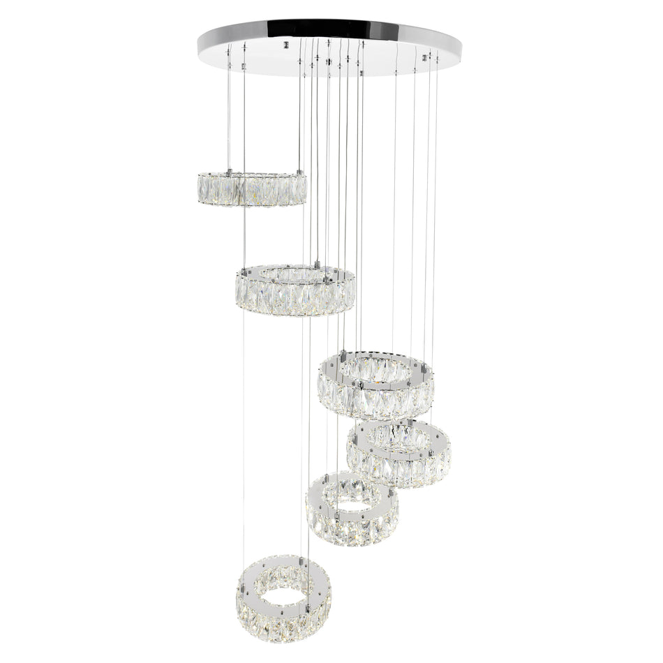 Madeline Integrated LED 6 Ring Chrome Chandelier by CWI