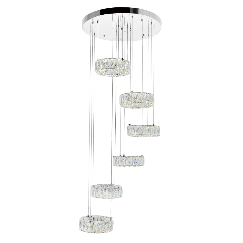 Madeline Integrated LED 6 Ring Chrome Chandelier