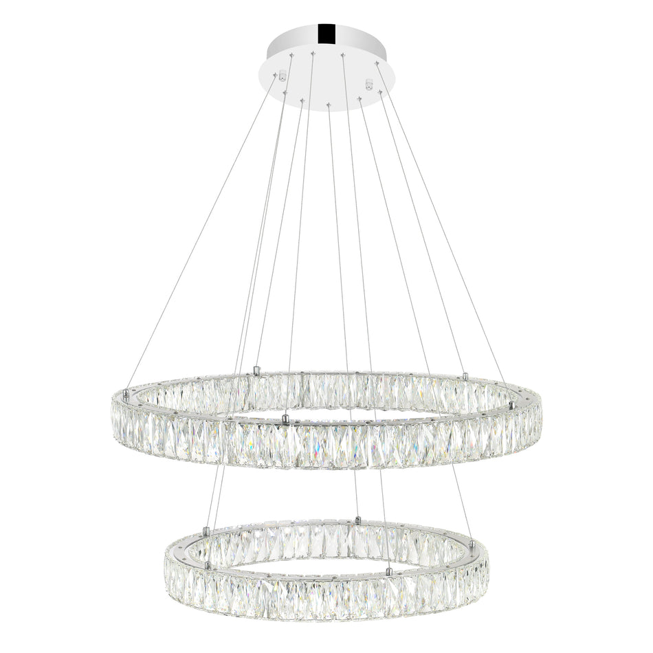 Madeline Integrated LED 2 Ring 32in Chrome Chandelier by CWI