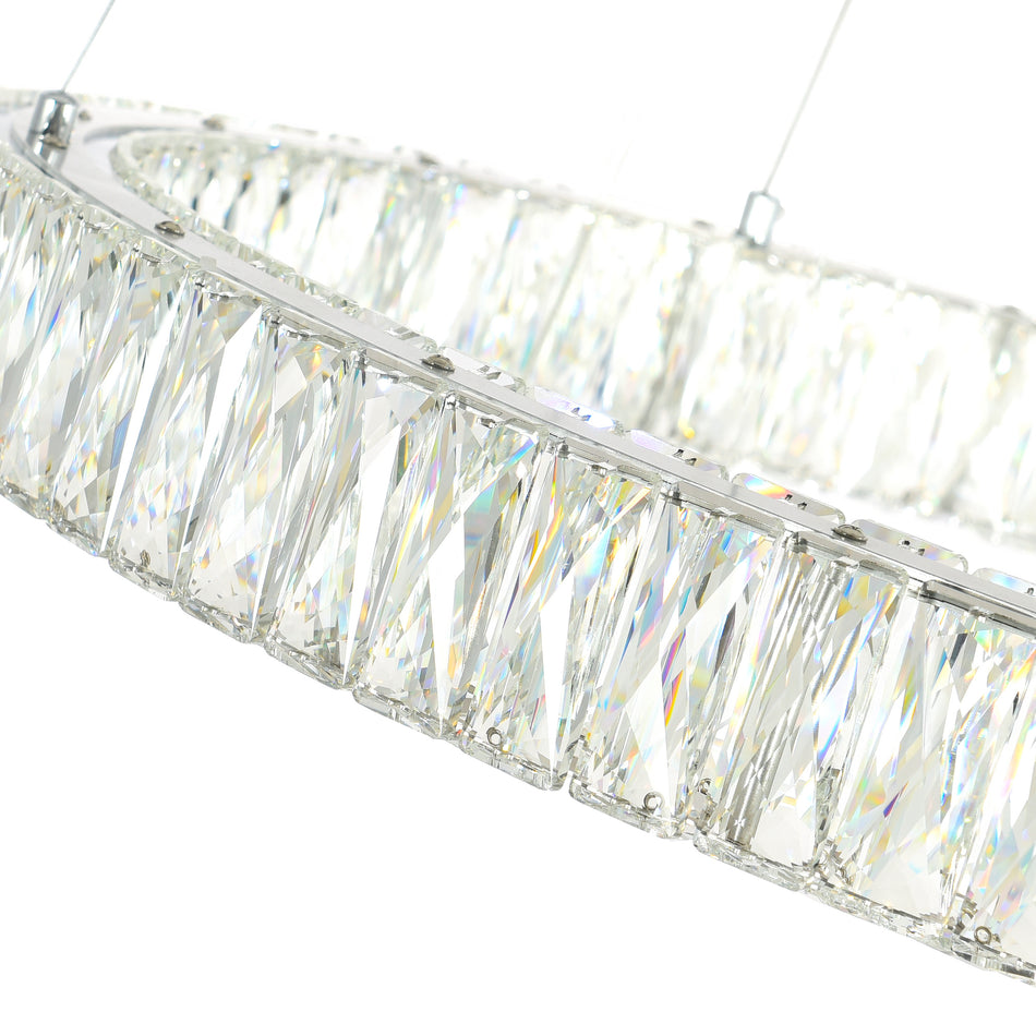Madeline Integrated LED 3 Ring 32in Chrome Chandelier by CWI