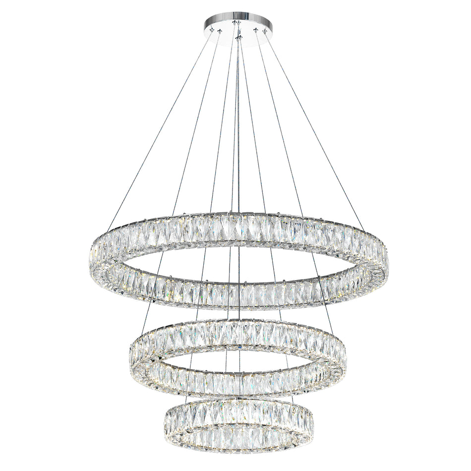 Madeline Integrated LED 3 Ring 32in Chrome Chandelier