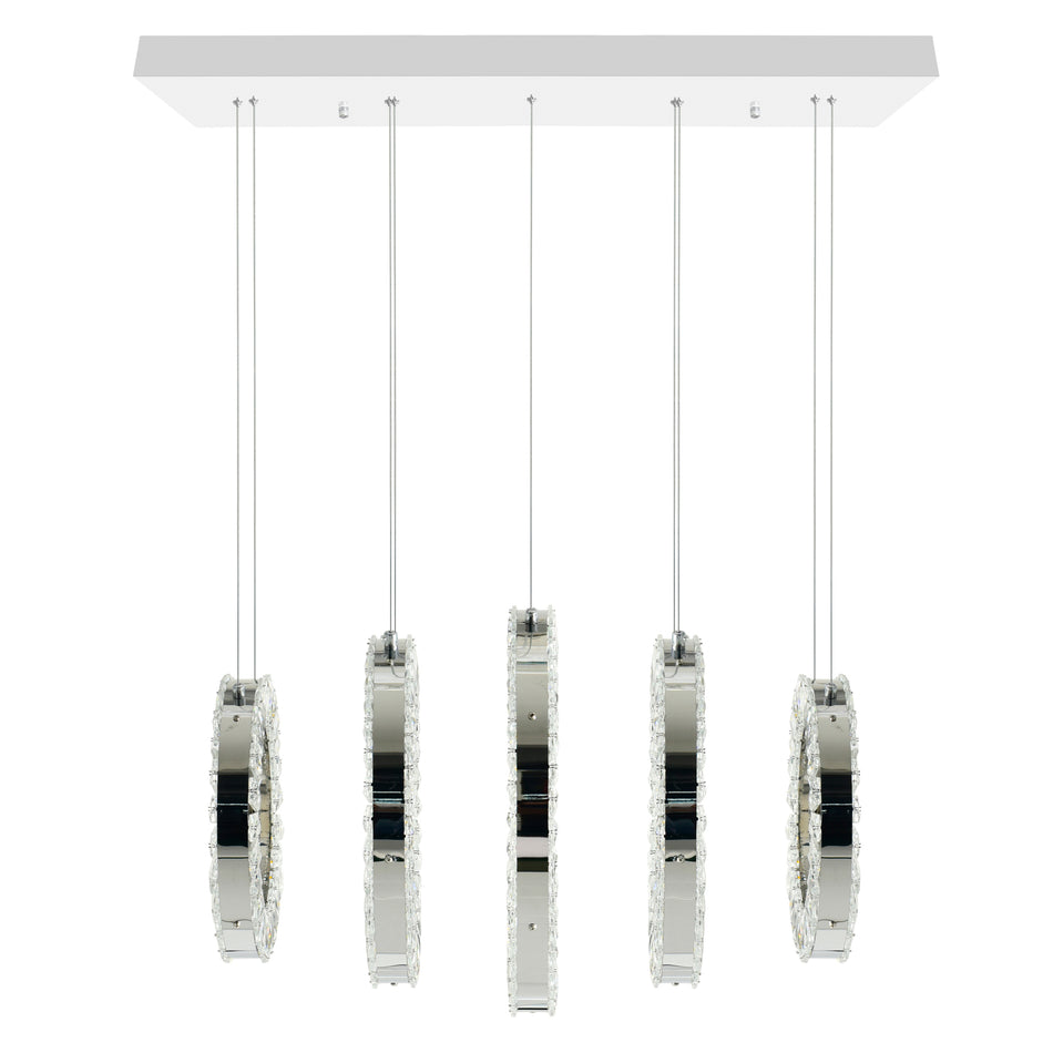 Celina Integrated LED 26in 5 Ring Chrome Chandelier by CWI