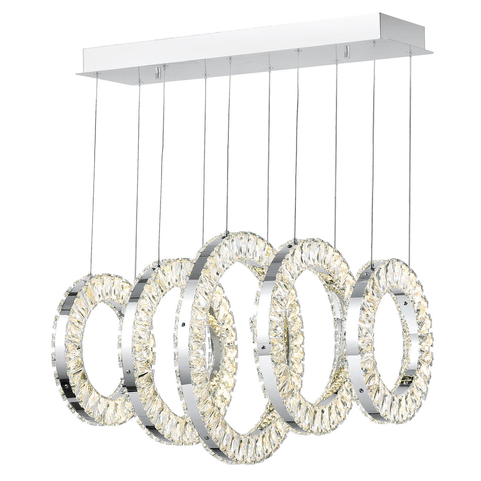 Celina Integrated LED 26in 5 Ring Chrome Chandelier