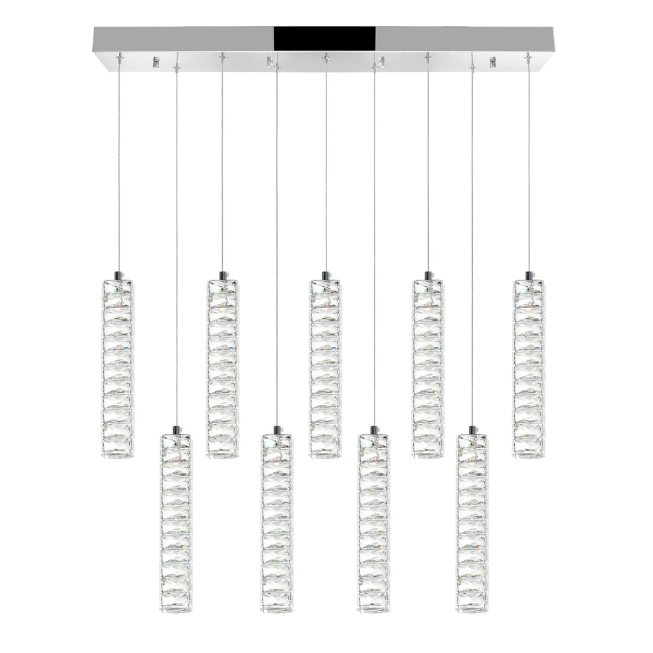 Celina Integrated LED 32in 9 Pendant Chrome Chandelier