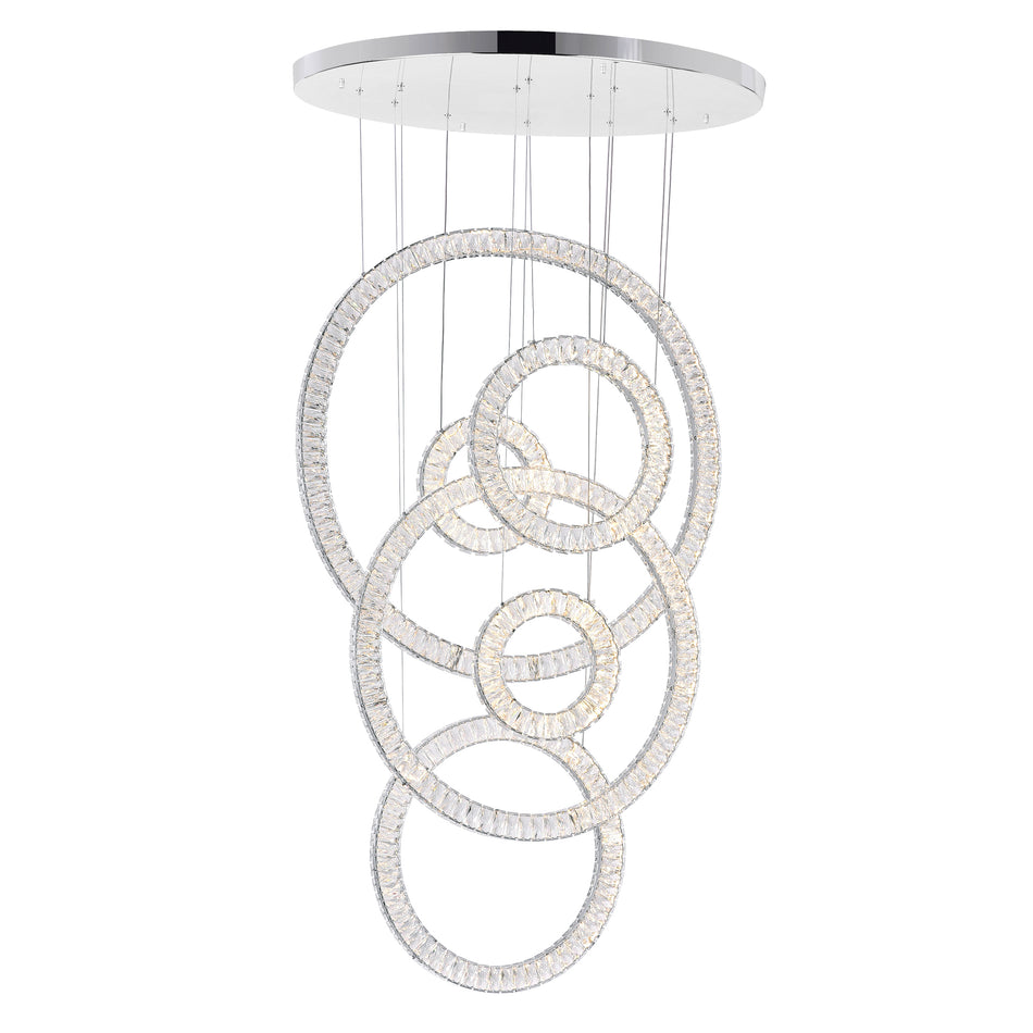 Celina Integrated LED 34in 6 Ring Chrome Chandelier by CWI