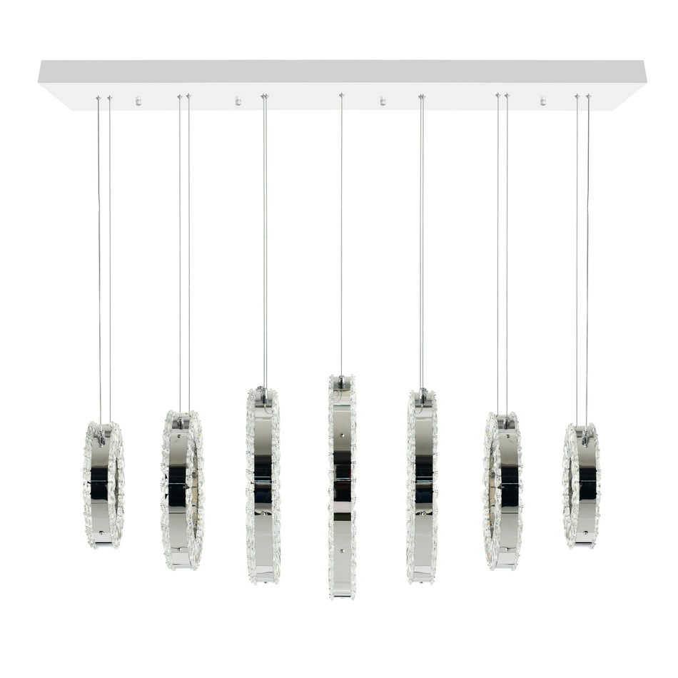 Celina Integrated LED 37in 7 Ring Chrome Chandelier by CWI