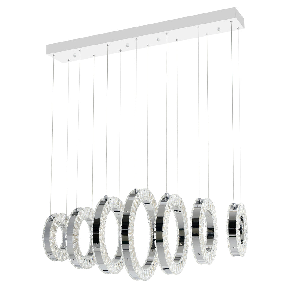 Celina Integrated LED 37in 7 Ring Chrome Chandelier
