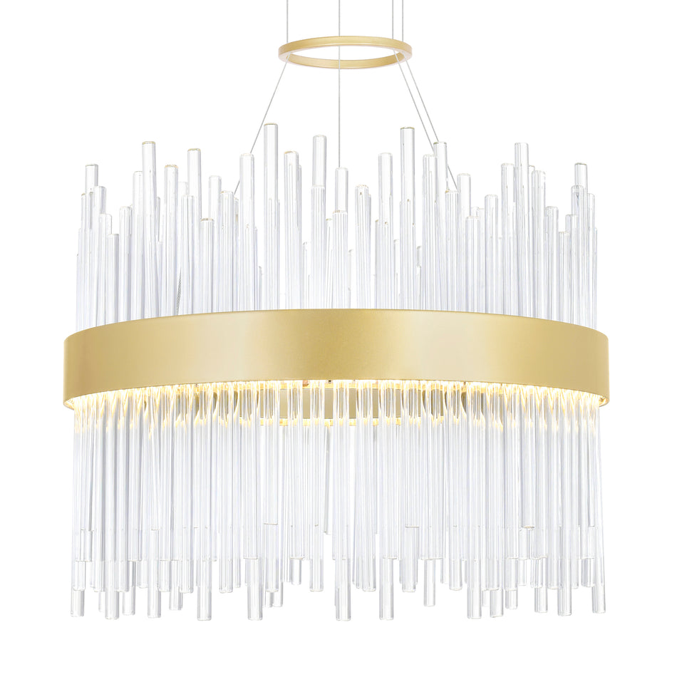 Genevieve Integrated LED 16in Medallion Gold Chandelier by CWI