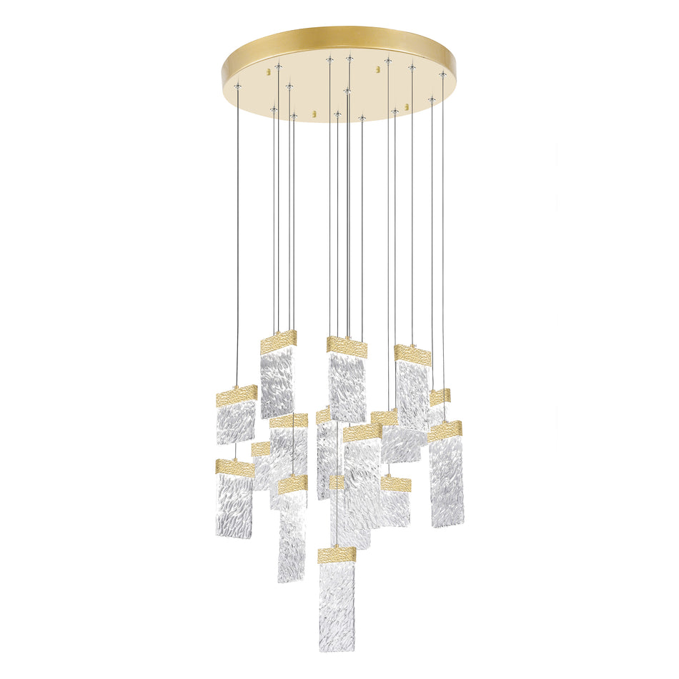 Carolina Integrated LED 32in Gold Leaf Chandelier