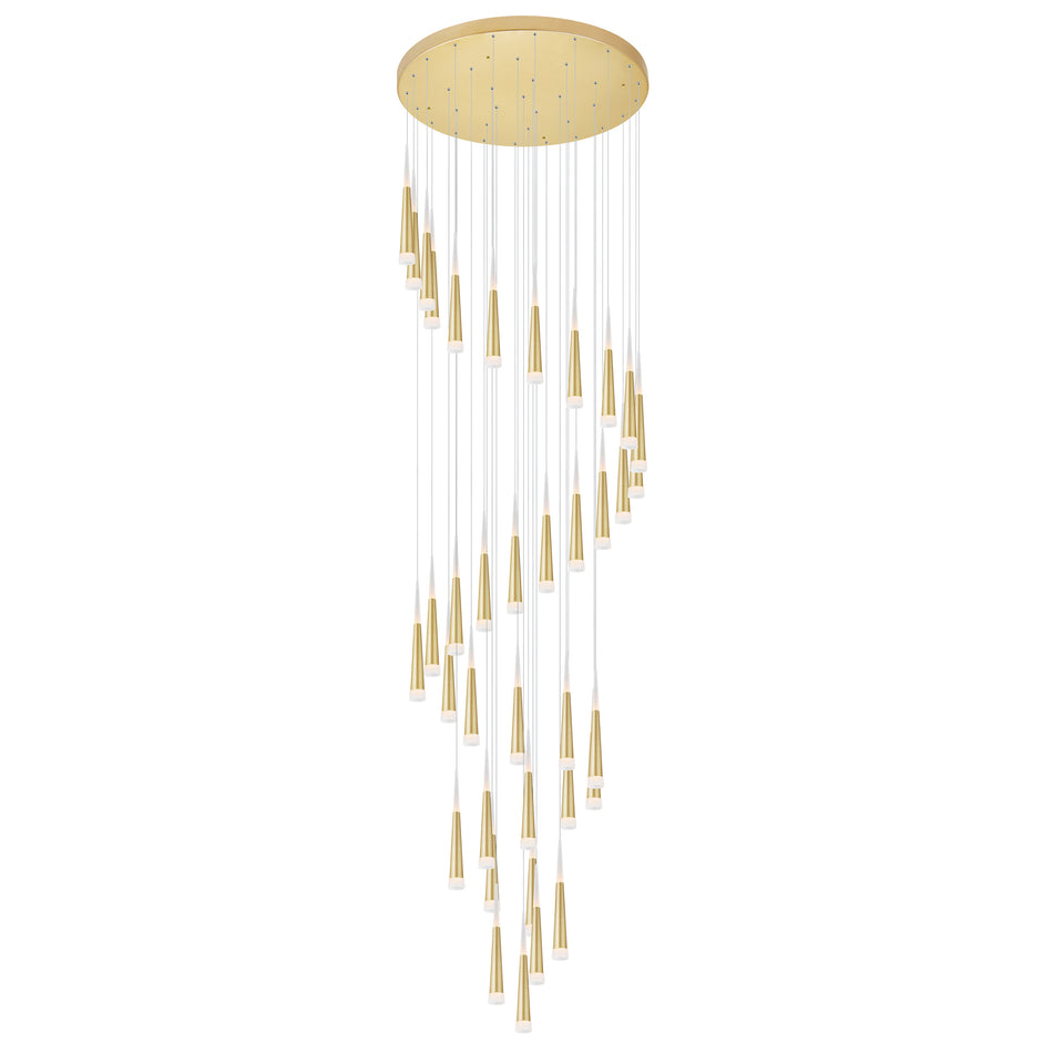 Andes Integrated LED Satin Gold Multi Light Pendant
