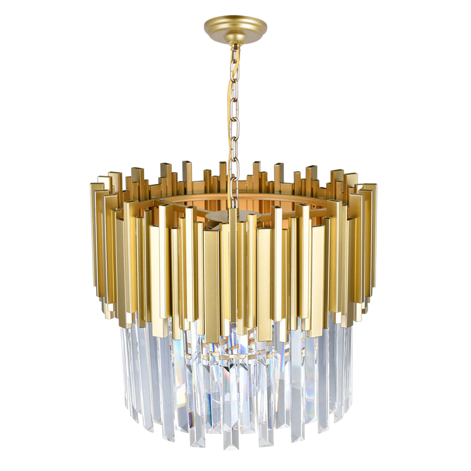 Deco 4 Light Medallion Gold Down Chandelier by CWI