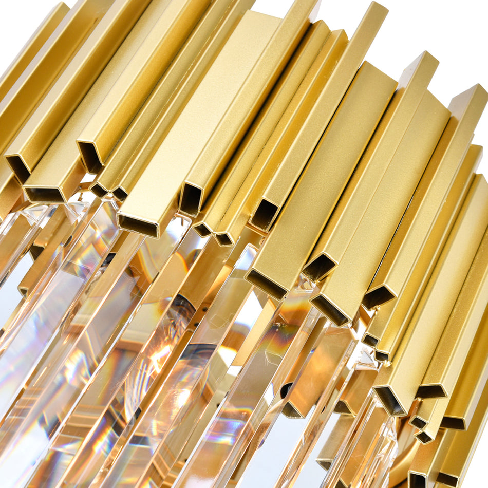 Deco 7 Light Medallion Gold Down Chandelier by CWI