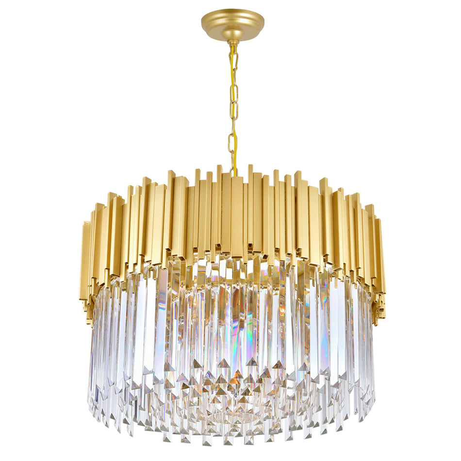 Deco 7 Light Medallion Gold Down Chandelier