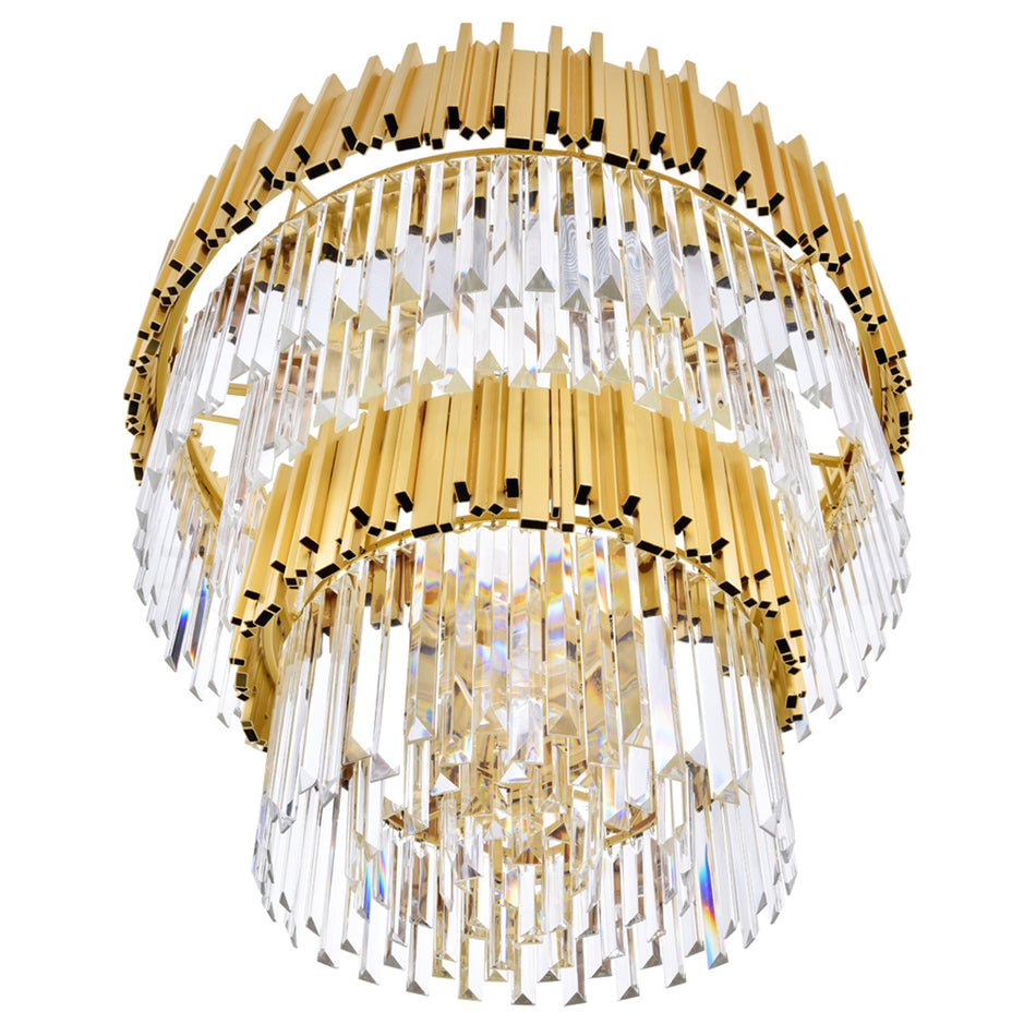 Deco 12 Light Medallion Gold Down Chandelier by CWI