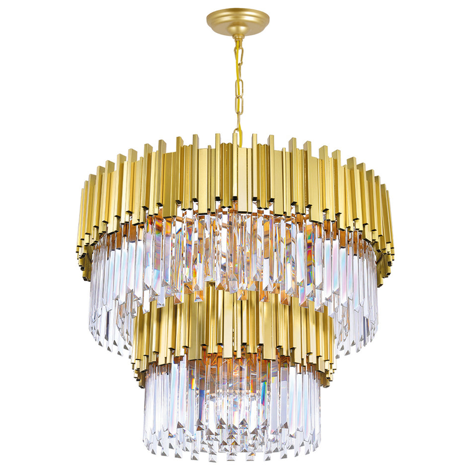 Deco 12 Light Medallion Gold Down Chandelier