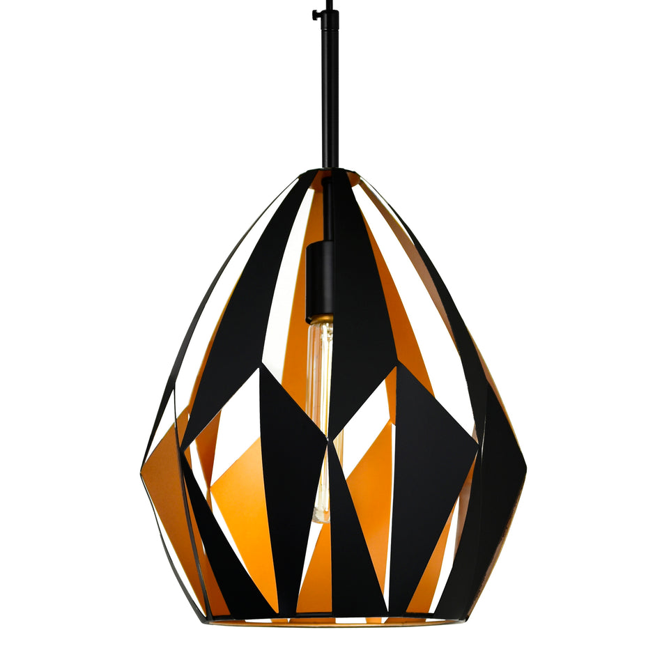Oxide 1 Light 12in Black & Copper Down Pendant by CWI