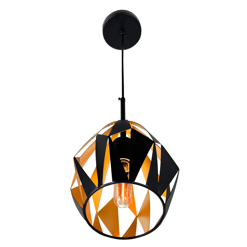 Oxide 1 Light 16in Black & Copper Down Pendant by CWI