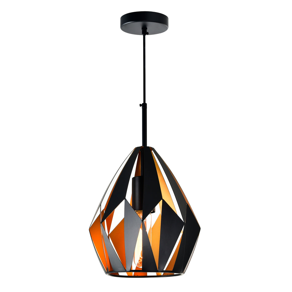 Oxide 1 Light 16in Black & Copper Down Pendant