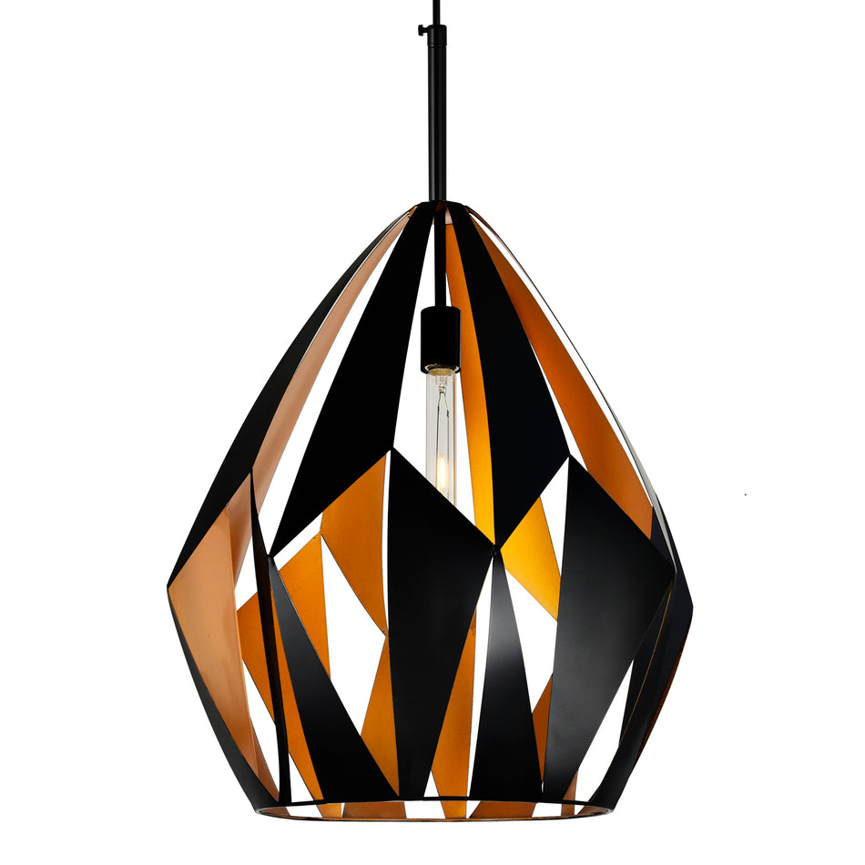 Oxide 1 Light 20in Black & Copper Down Pendant by CWI