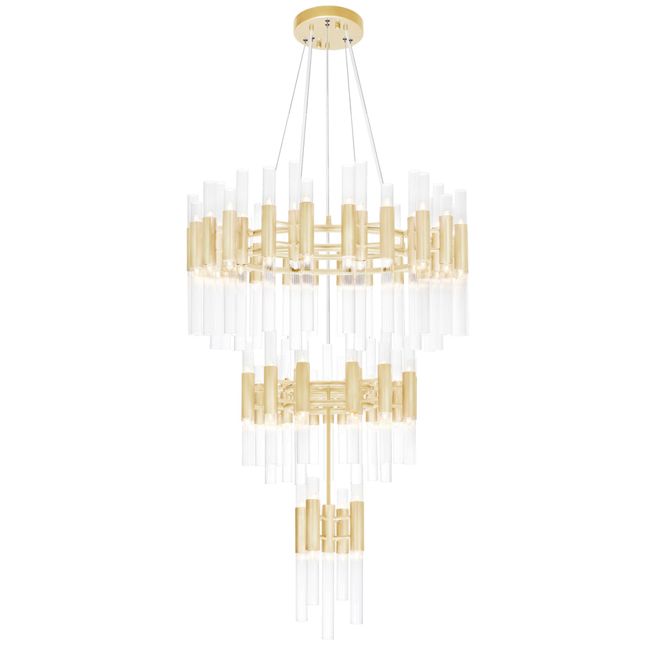 Orgue 123 Light 32in Satin Gold Chandelier