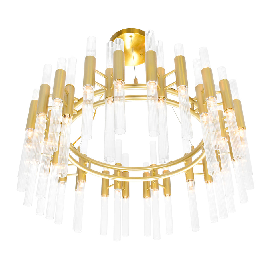 Orgue 72 Light 32in Satin Gold Chandelier by CWI