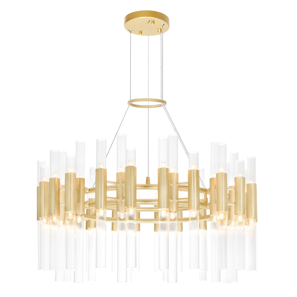Orgue 72 Light 32in Satin Gold Chandelier