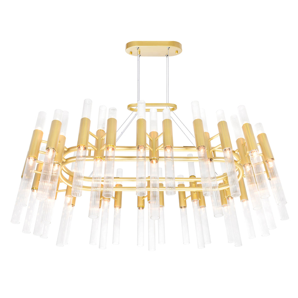 Orgue 72 Light 39in Satin Gold Chandelier by CWI
