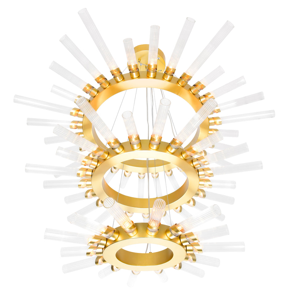 Collar 63 Light Chandelier With Satin Gold Finish by CWI