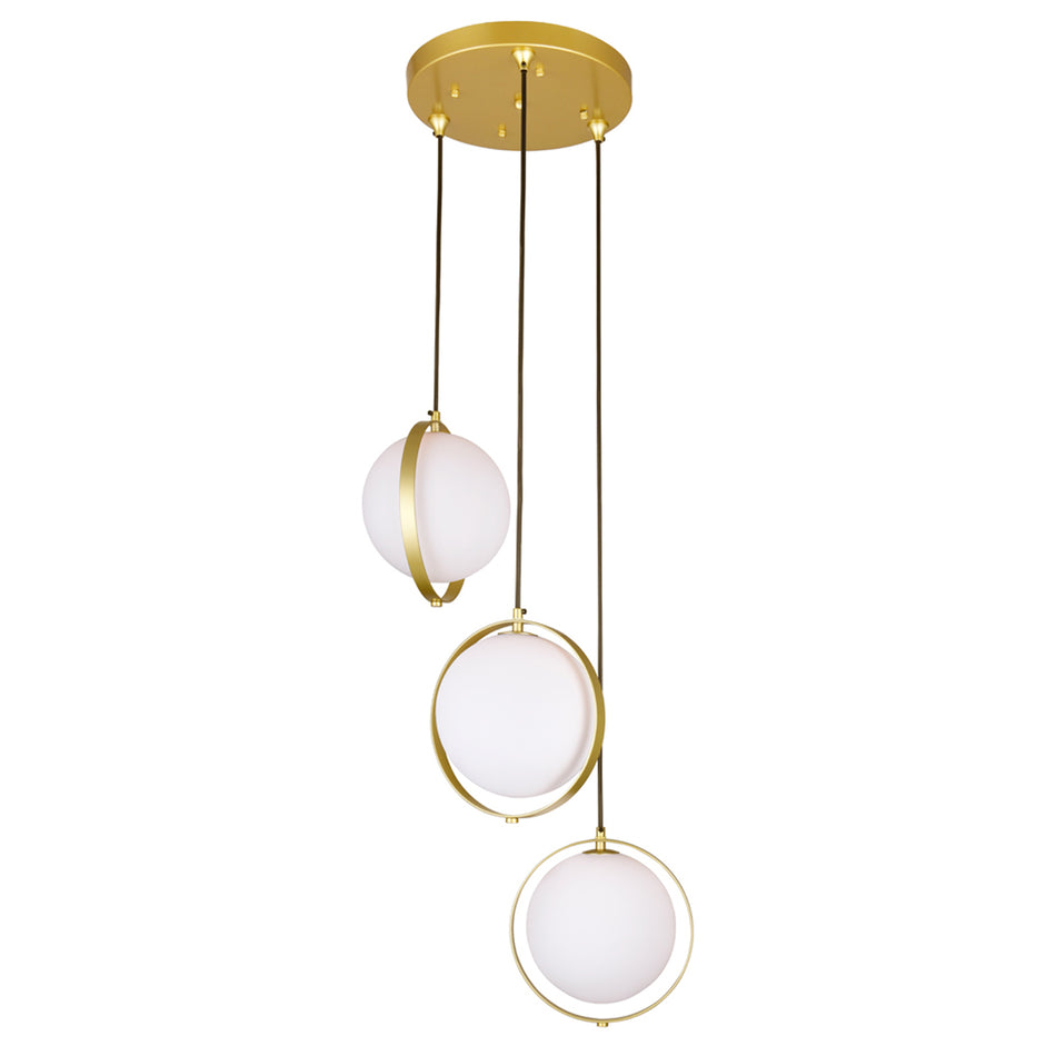 Da Vinci 3 Light 16in Brass Multi Light Pendant
