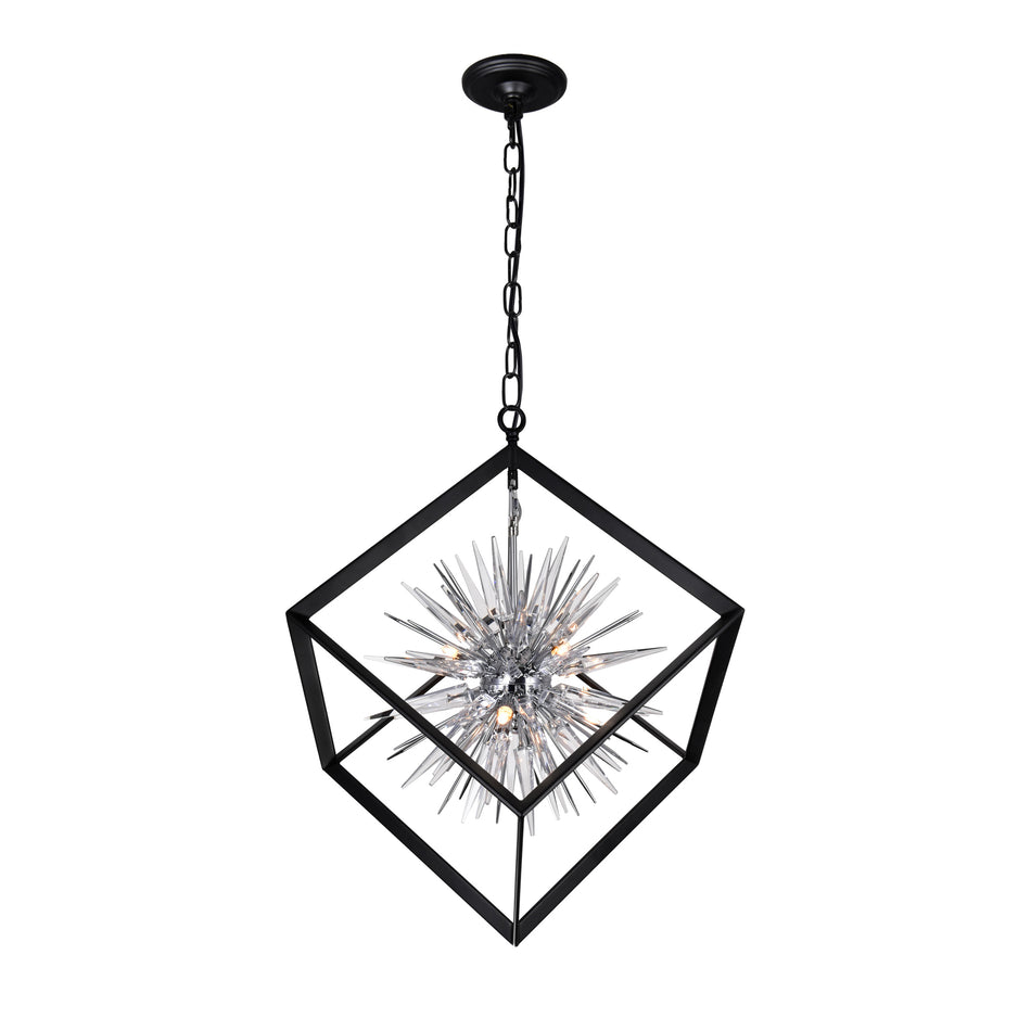 Starburst 6 Light Chrome & Black Chandelier