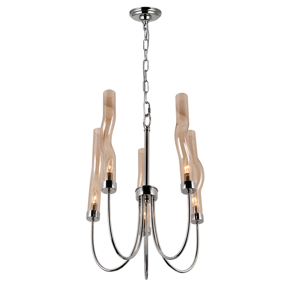 Meduse 5 Light Chandelier With Polished Nickel Finish by CWI