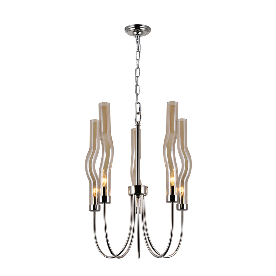 Meduse 5 Light Chandelier With Polished Nickel Finish
