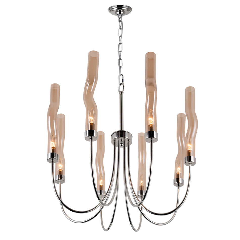 Meduse 8 Light Chandelier With Polished Nickel Finish by CWI