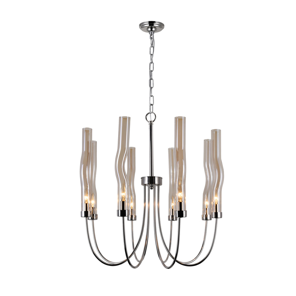 Meduse 8 Light Chandelier With Polished Nickel Finish
