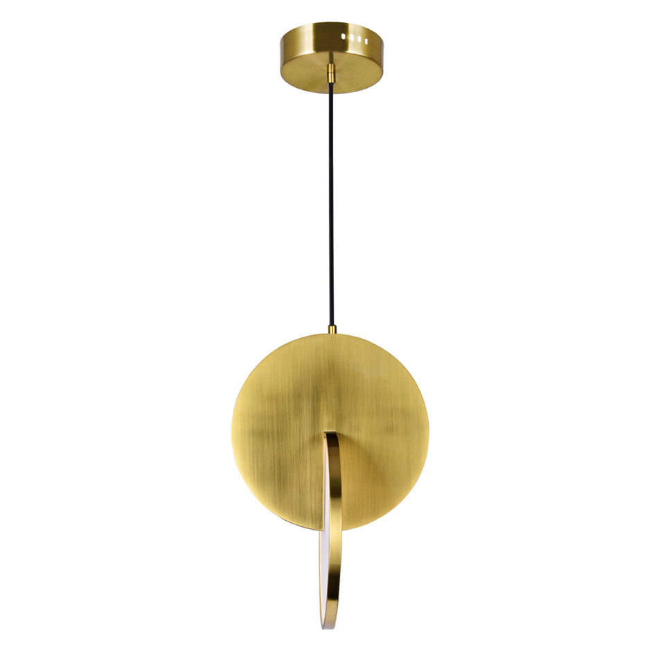 Tranche Integrated LED 10in Brushed Brass Mini Pendant by CWI
