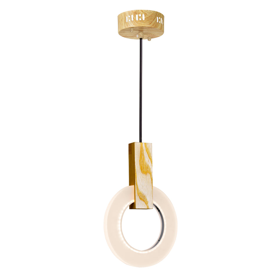 Anello LED Mini Pendant With White Oak Finish
