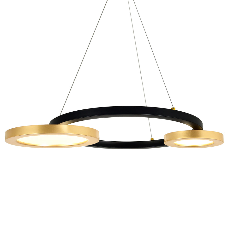 Deux Lunes Integrated LED 29in Sun Gold & Black Chandelier by CWI