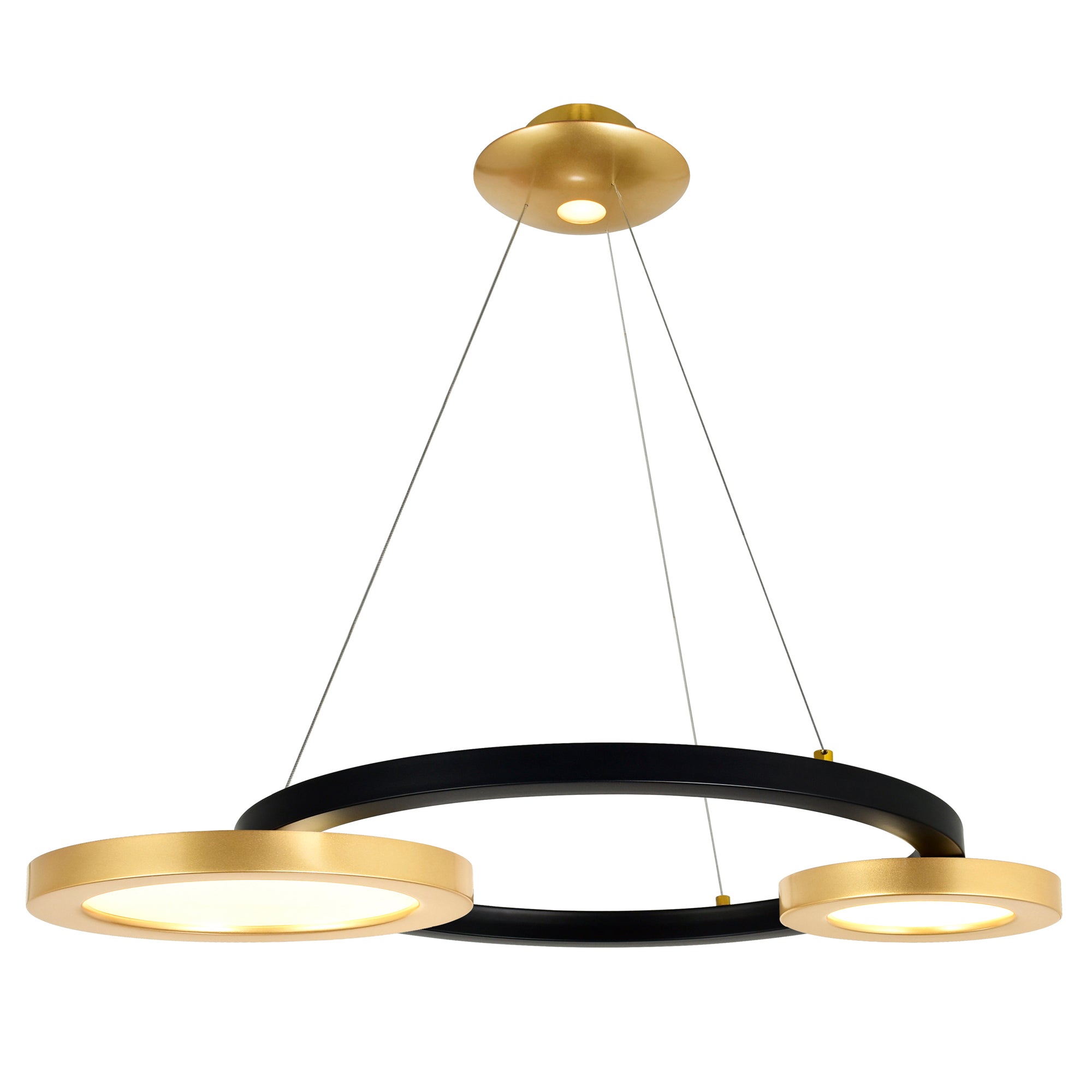 Deux Lunes Integrated LED 29in Sun Gold & Black Chandelier ...