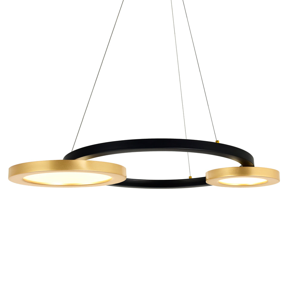 Deux Lunes Integrated LED 37in Sun Gold & Black Chandelier by CWI