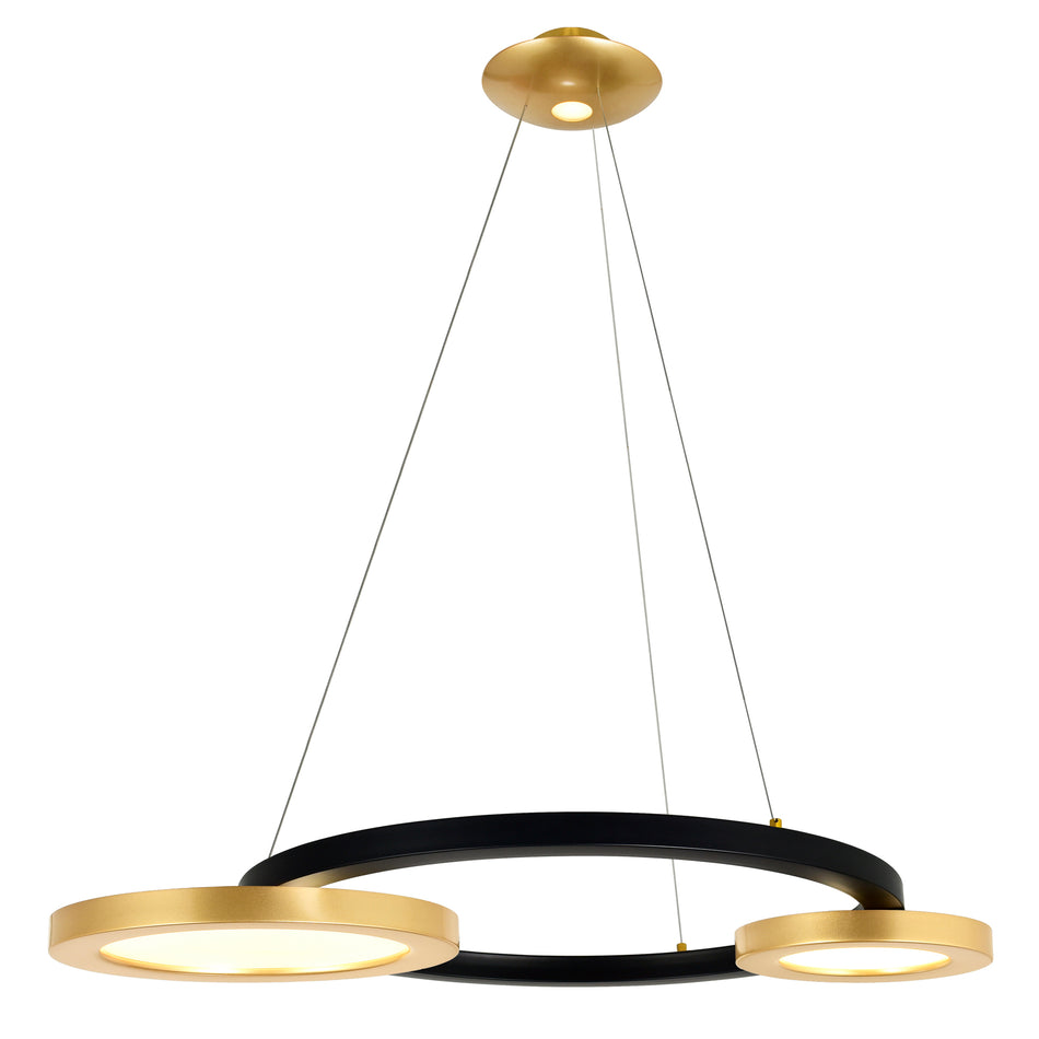 Deux Lunes Integrated LED 37in Sun Gold & Black Chandelier
