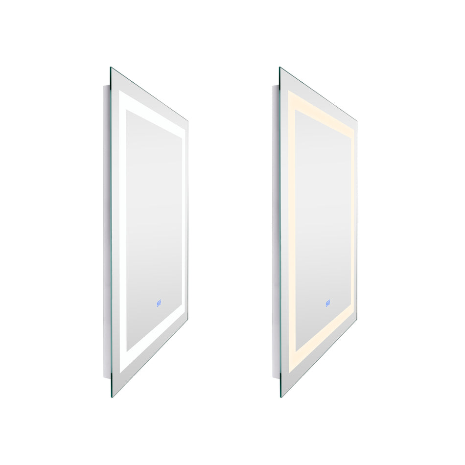 Abril Rectangular 30x36in Matte White Integrated LED Mirror by CWI